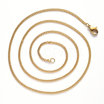 PVD Vacuum Plating 304 Stainless Steel Curb Chain Necklace NJEW-S420-001C-G-1