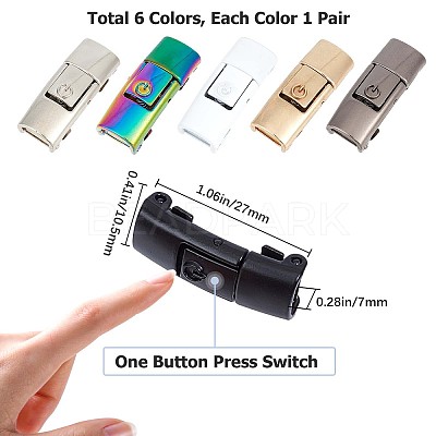 6 Pairs 6 Colors Zinc Alloy One-click Hook Buckle for Canvas Sports Shoes FIND-GF0004-54-1