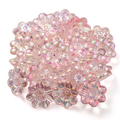 UV Plating Rainbow Iridescent Acrylic Beads OACR-P010-04B-1