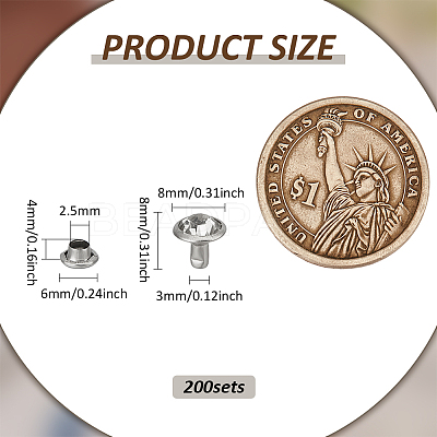 Iron & Brass Double Cap Rivets KK-FG0001-27P-1