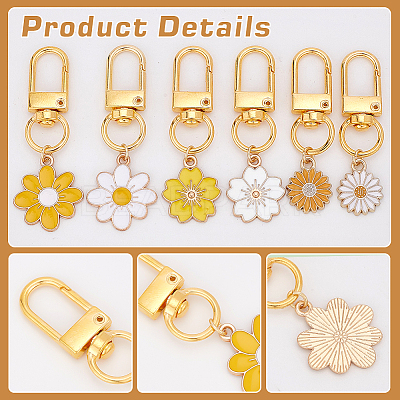 24Pcs 6 Style Alloy Enamel Pendant Decorations HJEW-WR00024-1