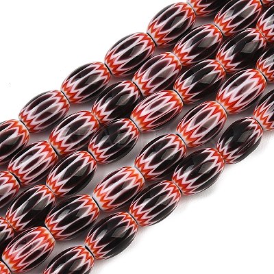 Handmade Millefiori Glass Oval Bead Strands LK-Z001-01B-B-M-1