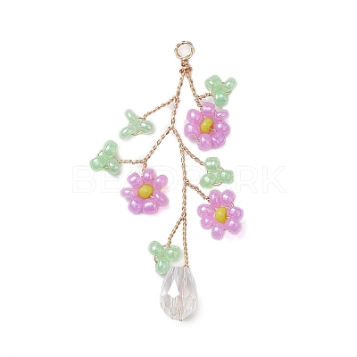 Glass Seed Beads Pendants PALLOY-JF02699-1