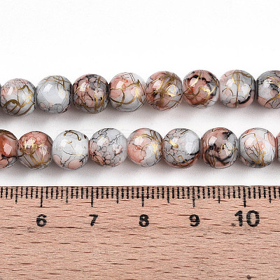 Baking Paint Glass Beads Strands DGLA-N003-8mm-B05-1