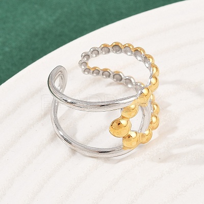 304 Stainless Steel Double Color Cuff Rings RJEW-S635-01GP-16-1