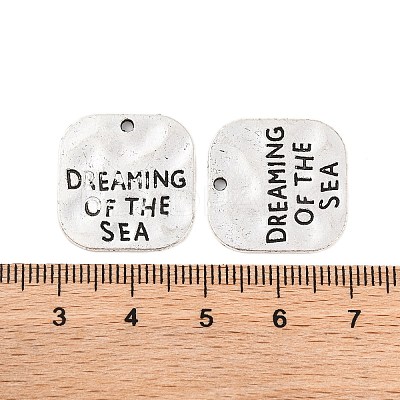 Hammered Square Carved Word Dreaming of the Sea Tibetan Style LS-PALLOY-A15333-AS-1