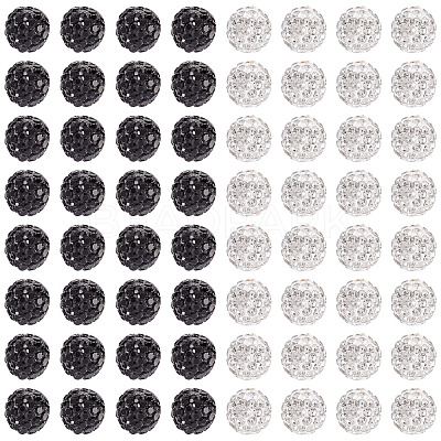 100Pcs 2 Colors Pave Disco Ball Beads RB-TA0001-28-1