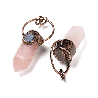 Natural Rose Quartz Big Pointed Pendants G-M383-21B-1