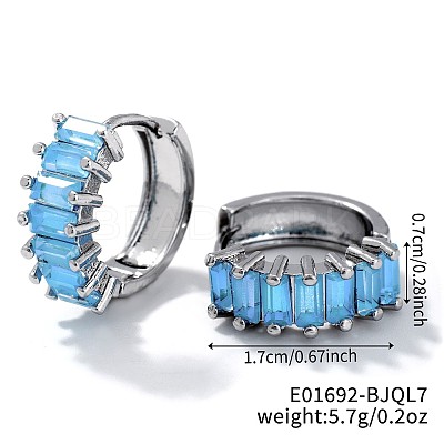Cute Square Candy Brass Cubic Zirconia Hoop Earrings XX8349-5-1