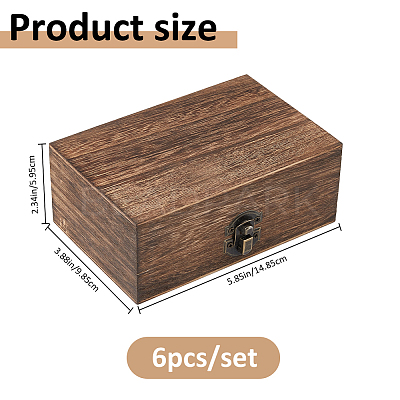 6Pcs Wooden Jewelry Packaging Boxes CON-FH0001-59-1