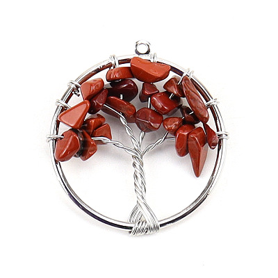 Natural Red Jasper Tree fo Life Pendants WG82707-15-1