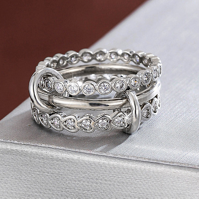 Brass Micro Pave Cubic Zirconia Finger Rings WG3D341-02-1