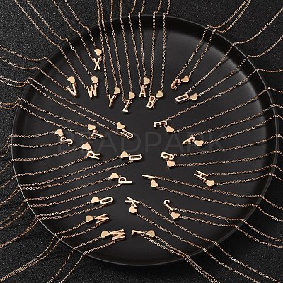 Alloy Letter Heart Pendant Necklaces for Women NJEW-FS0001-09R-1