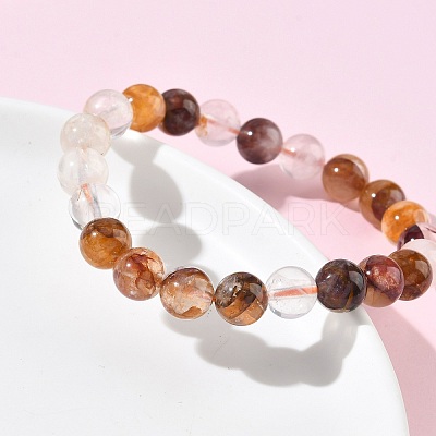 Natural Yellow Hematoid Quartz Round Beads Stretch Bracelets for Women BJEW-Z158-03F-03-1