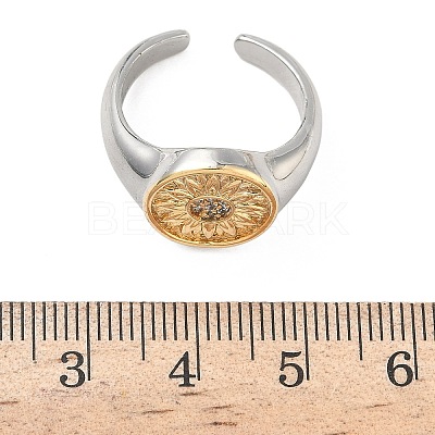Brass Micro Pave Clear Cubic Zirconia Cuff Rings RJEW-G364-01GP-01-1