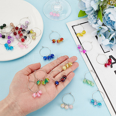 48Pcs 24 Colors Brass Wine Glass Charms AJEW-GO00002-1