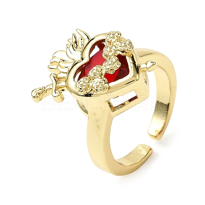 Glass Cuff Open Rings RJEW-P178-01A-G-1