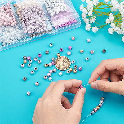 490Pcs 7 Style Spray Painted Acrylic Beads ACRP-PH0001-09-1