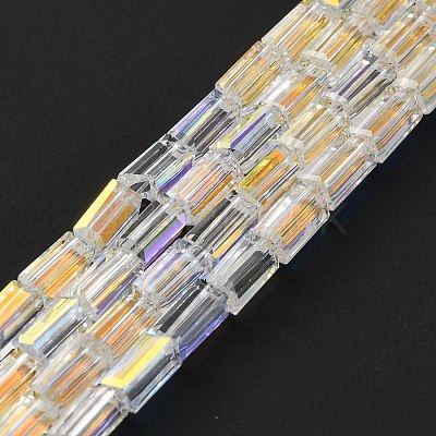 Electroplate Transparent Glass Beads Strands EGLA-H106-01A-AB01-1