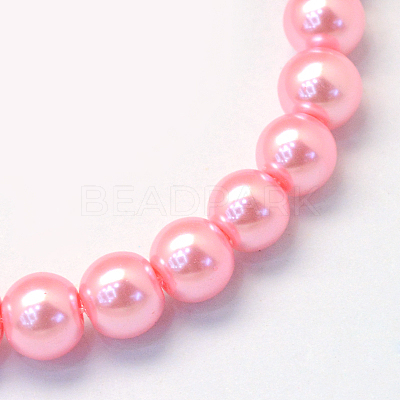 Baking Paint Pearlized Glass Pearl Round Bead Strands X-HY-Q330-8mm-53-1