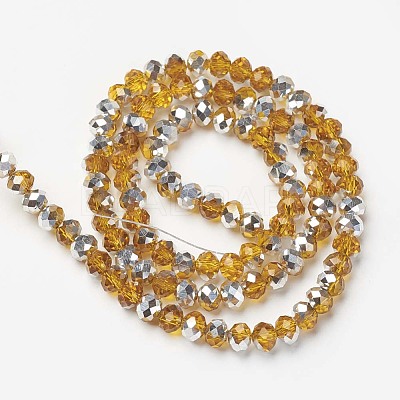 Electroplate Transparent Glass Beads Strands EGLA-A034-T8mm-M10-1