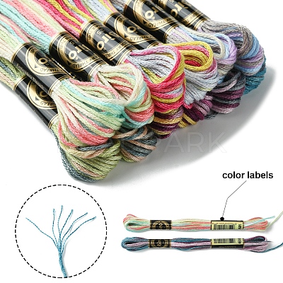 12 Skeins 6 Colors 6-Ply Polyester Embroidery Floss OCOR-FS0001-01B-03-1