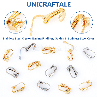 60Pcs 2 Colors 304 Stainless Steel Clip-on Earring Findings STAS-UN0055-91-1