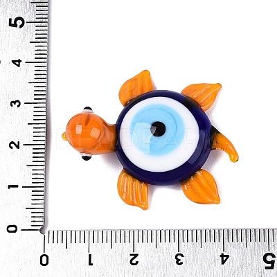 Handmade Lampwork Turtle with Evil Eye Figurine Display Decorations LAMP-N034-25D-1