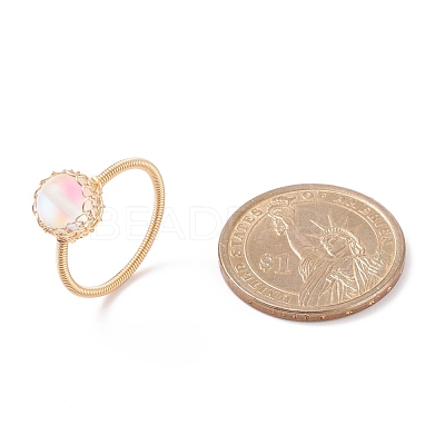 5Pcs 5 Style Natural & Synthetic Mixed Stone Round Ball Braided Finger Rings RJEW-TA00039-1
