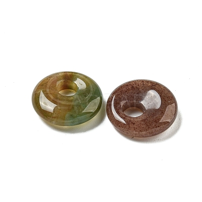 Natural Indian Agate Donut/Pi Disc Charms G-G142-02R-1