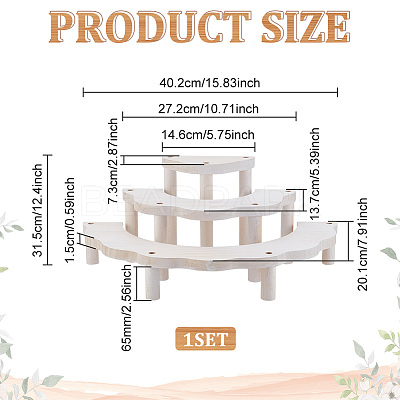 3-Tier Semi-Circle Wood Cupcake Display Risers ODIS-WH0030-89-1