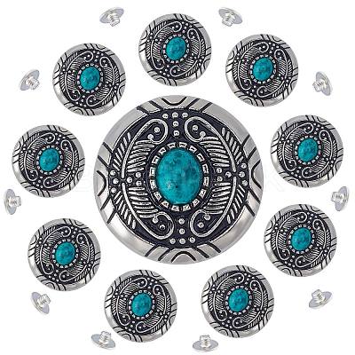 1-Hole Alloy & Cat eye Turquoise Decorative Rivets FIND-GF0004-53A-1