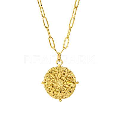 304 Stainless Steel Sun Pendant Necklaces YN2147-1-1