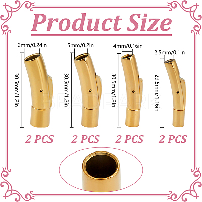 8Pcs 4 Styles Stainless Steel Bayonet Clasps STAS-DR0001-15G-1