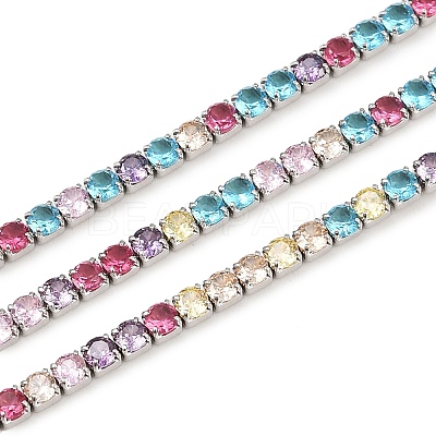 925 Sterling Silver Colorful Cubic Zirconia Chains STER-C016-02A-P01-1