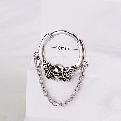 316L Stainless Steel Micro Pave Cubic Zirconia Hoop Nose Rings WG5D603-04-1