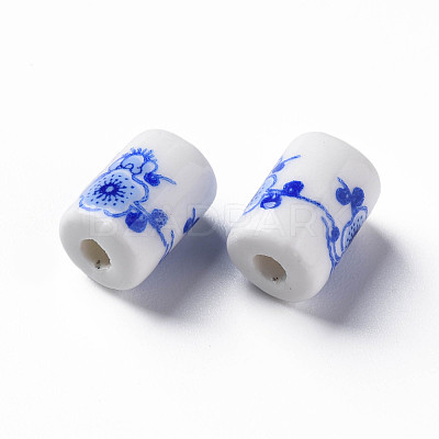 Floral Printed Porcelain Beads PORC-T007-09-1
