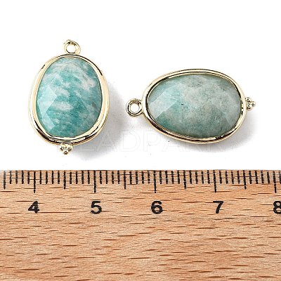 Natural Amazonite Faceted Oval Connector Charms G-H323-02G-12-1