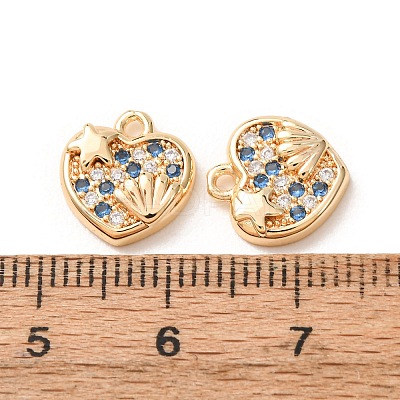 Valentine's Day Brass Micro Pave Blue Cubic Zirconia Charms KK-A304-24B-G-1