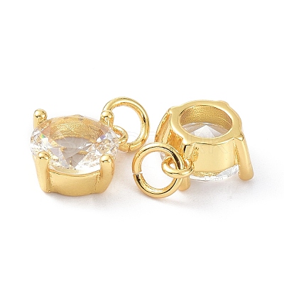 Brass Cubic Zirconia Charms ZIRC-C022-05G-1