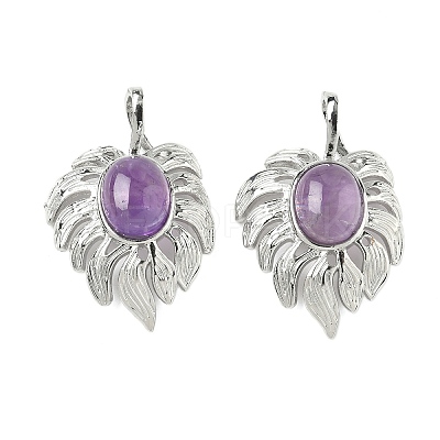 Natural Amethyst Pendants G-L623-04P-06-1