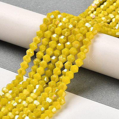 Opaque Solid Color Electroplate Glass Beads Strands EGLA-A039-P4mm-B05-1