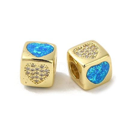 Rack Plating Brass Micro Pave Cubic Zirconia Beads KK-P268-01G-01-1