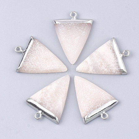 Electroplate Natural Pink Aventurine Pendants G-S344-49H-1