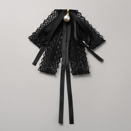 Bowknot Polyester Gauze Brooch AJEW-WH20006-14A-1