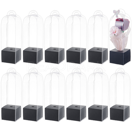 Transparent PVC Single Rose Flower Packaging Boxes ABAG-WH0045-32C-1