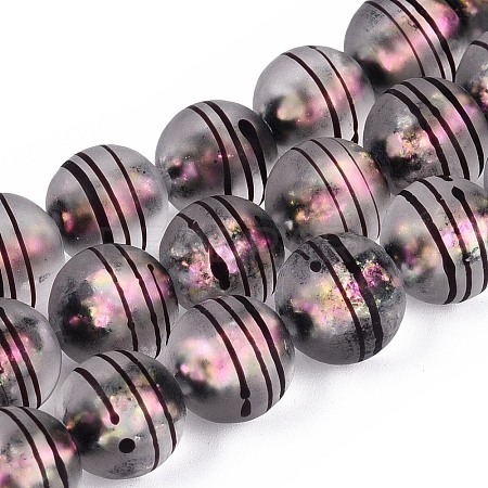 Frosted Handmade Foil Glass Beads Strands FOIL-Q002-02C-1