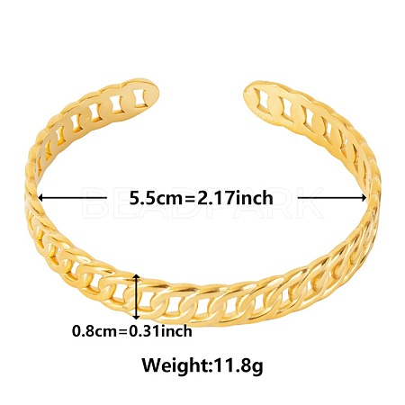 Elegant and Stylish Design Curb Chain Shape 304 Stainless Steel Cuff Bangles for Women YM3524-2-1