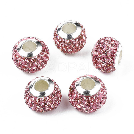 Handmade Polymer Clay Rhinestone European Beads RB-N053-001-01-1