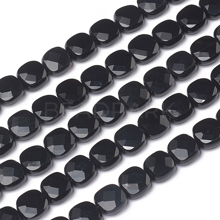 Natural Black Onyx Beads Strands G-I271-A03-8x8mm-1